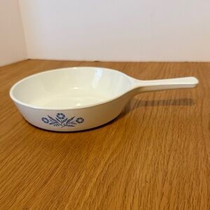 Corningware White Skillet with Blue Flower Motif